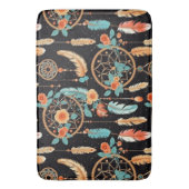 ドリーマお洒落キャッチャーbohoフローラブラックティール（緑がかった色） バスマット (正面縦)