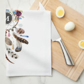 ドリーマカラフルキャッチャーの花と羽 キッチンタオル (四つ折り)