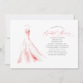 ドリーミエレガントーピンク結婚ズのドレスブライダルシャワー 招待状 (正面)