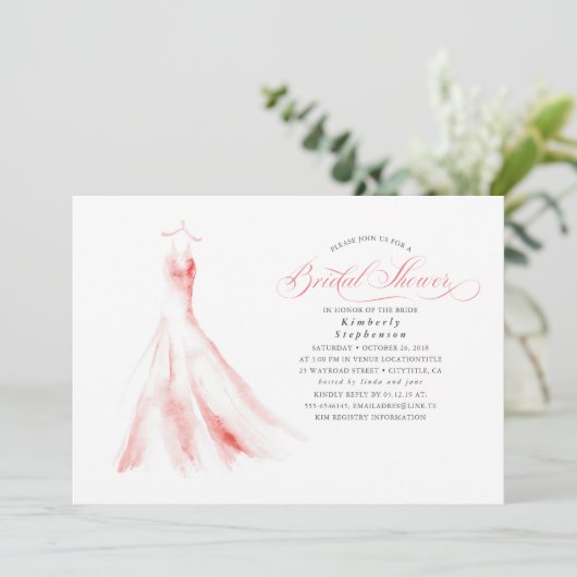 ドリーミエレガントーピンク結婚ズのドレスブライダルシャワー 招待状 (スタンド正面)