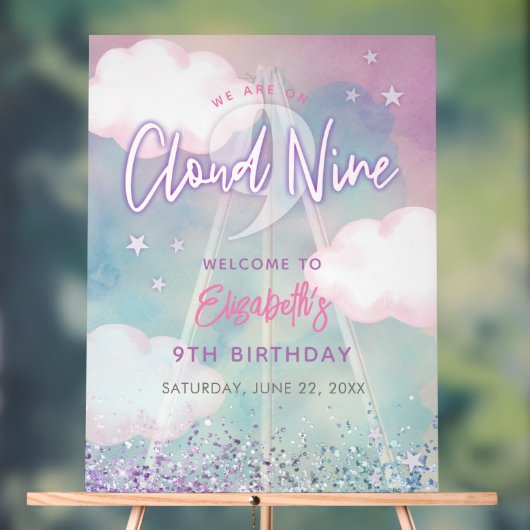 ドリーミガーリーオンクラウドナイン第9誕生日へようこそ アクリルサイン (ニュートラル)