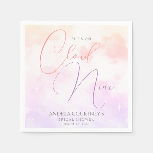 ドリーミモダンパステルピンククラウドナインブライダルシャワー スタンダードカクテルナプキン (正面)