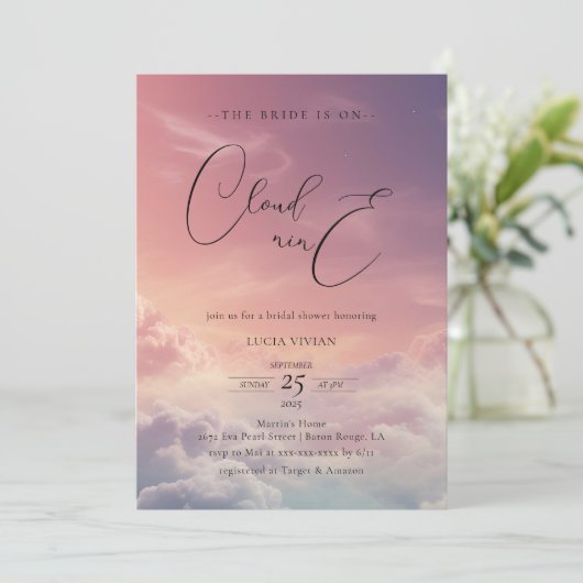 ドリーミモダンーサンセットオンクラウド9ブライダルシャワー 招待状 (スタンド正面)