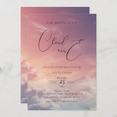 ドリーミモダンーサンセットオンクラウド9ブライダルシャワー 招待状 (正面/裏面)