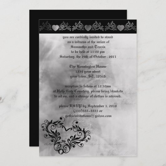 ドリーミングハートゴシック結婚式招待状 招待状 (正面/裏面)