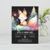 ドリーミーおもしろいキツネ誕生日デジタル 招待状 (スタンド正面)