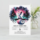 ドリーミーお洒落キャット誕生日 招待状 (スタンド正面)