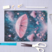 ドリーミーお洒落ピンクアンブレラデクページ紙 薄葉紙 (クラフト)