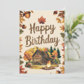 ドリーミーお洒落フォレストオータム秋ハッピーバースデー カード (スタンド正面)