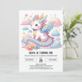 ドリーミーかわいいドラゴン1st誕生日 招待状 (スタンド正面)