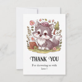 ドリーミーかわいらしウルフベビーシャワー サンキューカード
