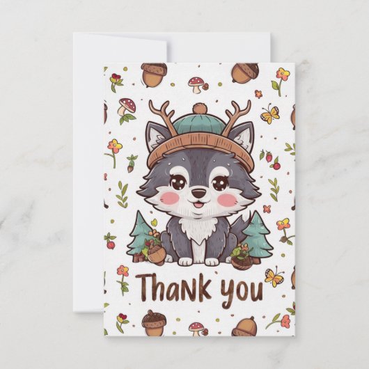 ドリーミーかわいらしウルフ サンキューカード (正面)