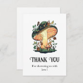 ドリーミーかわいらしキノコ赤ちゃんシャワー サンキューカード (正面/裏面)