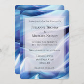 ドリーミーかわいらしブルーパープルロマンチック結婚ズ 招待状 (正面/裏面)