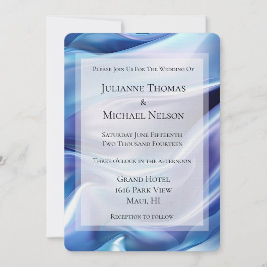 ドリーミーかわいらしブルーパープルロマンチック結婚ズ 招待状 (正面)