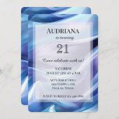 ドリーミーかわいらしブルーパープル誕生日 招待状 (正面/裏面)