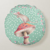 ドリーミーなマウス – 水彩イラストレーション ラウンドクッション (正面)