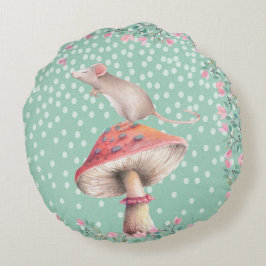 ドリーミーなマウス – 水彩イラストレーション ラウンドクッション