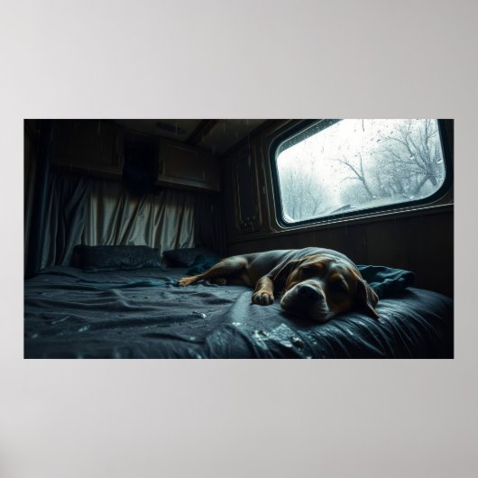 ドリーミーなRVで犬の昼寝 ポスター (正面)