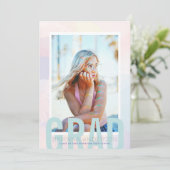 ドリーミーぼやけグラデーション写真卒業のお知らせ 招待状 (スタンド正面)