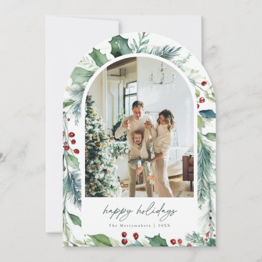 ドリーミーアーチホリデーウォーターカラークリスマスカード 招待状 (正面)