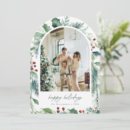 ドリーミーアーチホリデーウォーターカラークリスマスカード 招待状 (スタンド正面)