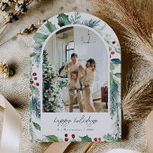 ドリーミーアーチホリデーウォーターカラークリスマスカード 招待状