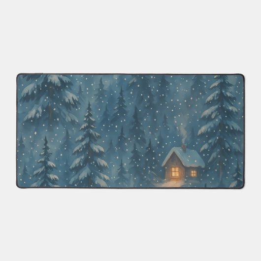 ドリーミーウィンターフォレスト居心地の良い毛布 デスクマット (正面)