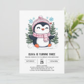 ドリーミーウィンターペンギンデジタル誕生日 招待状 (スタンド正面)