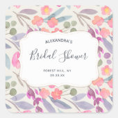 ドリーミーウォーターのカラーフローラ |ブライダルシャワー スクエアシール (正面)