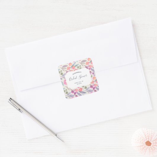 ドリーミーウォーターのカラーフローラ |ブライダルシャワー スクエアシール (封筒)