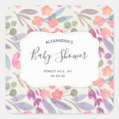 ドリーミーウォーターのカラーフローラ |赤ちゃんシャワー スクエアシール (正面)