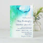 *~*ドリーミーウォーターカラーアクアビーチトレンディー モダン 招待状 (スタンド正面)