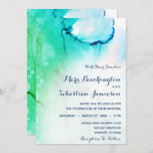 *~*ドリーミーウォーターカラーアクアビーチトレンディー モダン 招待状 (正面/裏面)