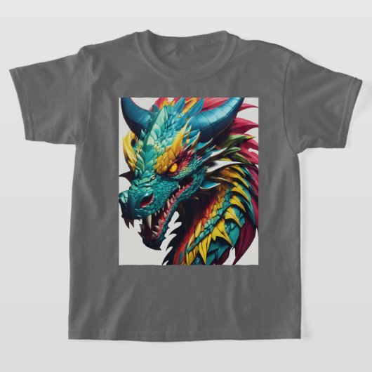 ドリーミーウォーターカラードラゴンTシャツデザイン Tシャツ (レイダウン)