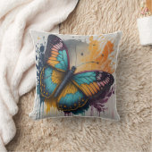 ドリーミーウォーターカラーバタフライピローデザイン クッション (ブランケット)