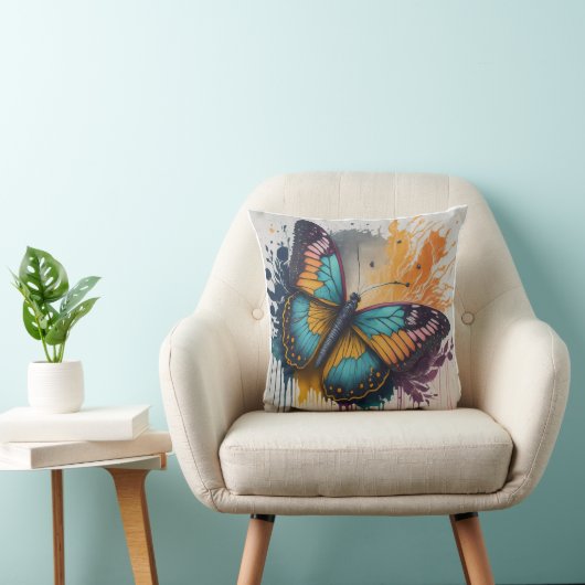 ドリーミーウォーターカラーバタフライピローデザイン クッション (椅子)