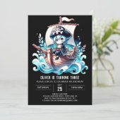 ドリーミーウォーターカラーパイレーツ誕生日 招待状 (スタンド正面)