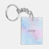 ドリーミーウォーターカラーピンクブルーターコイズ キーホルダー (正面左)