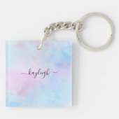 ドリーミーウォーターカラーピンクブルーターコイズ キーホルダー (裏面)