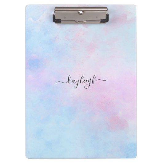 ドリーミーウォーターカラーピンクブルーターコイズ クリップボード (正面)