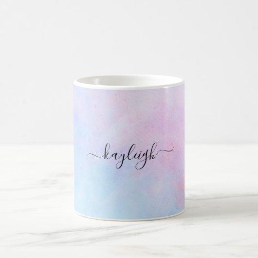 ドリーミーウォーターカラーピンクブルーターコイズ コーヒーマグカップ (中央)