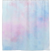 ドリーミーウォーターカラーピンクブルーターコイズ シャワーカーテン (正面)