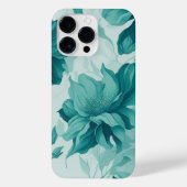 ドリーミーウォーターカラーフラワーパターンティール（緑がかった色）エレガント- iPhoneケース (裏面)