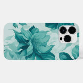 ドリーミーウォーターカラーフラワーパターンティール(緑がかった色)エレガント- iPhoneケース (裏面横)
