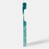 ドリーミーウォーターカラーフラワーパターンティール(緑がかった色)エレガント- iPhoneケース (左側面)