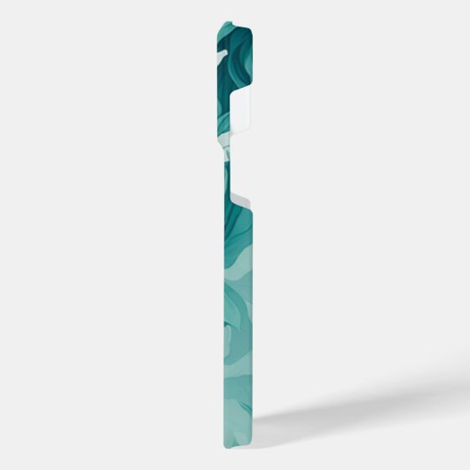 ドリーミーウォーターカラーフラワーパターンティール（緑がかった色）エレガント- iPhoneケース (左側面)