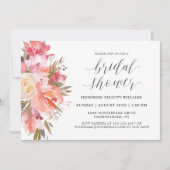 ドリーミーウォーターカラーフローラブーケブライダルシャワー 招待状 (正面)