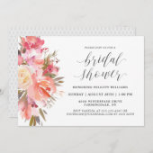 ドリーミーウォーターカラーフローラブーケブライダルシャワー 招待状 (正面/裏面)