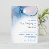 *~*ドリーミーウォーターカラーブルースピンクストレンディー モダン 招待状 (スタンド正面)